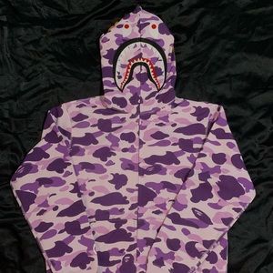 BAPE PURPLE CAMO SHARK HOODIE A BATHING APE